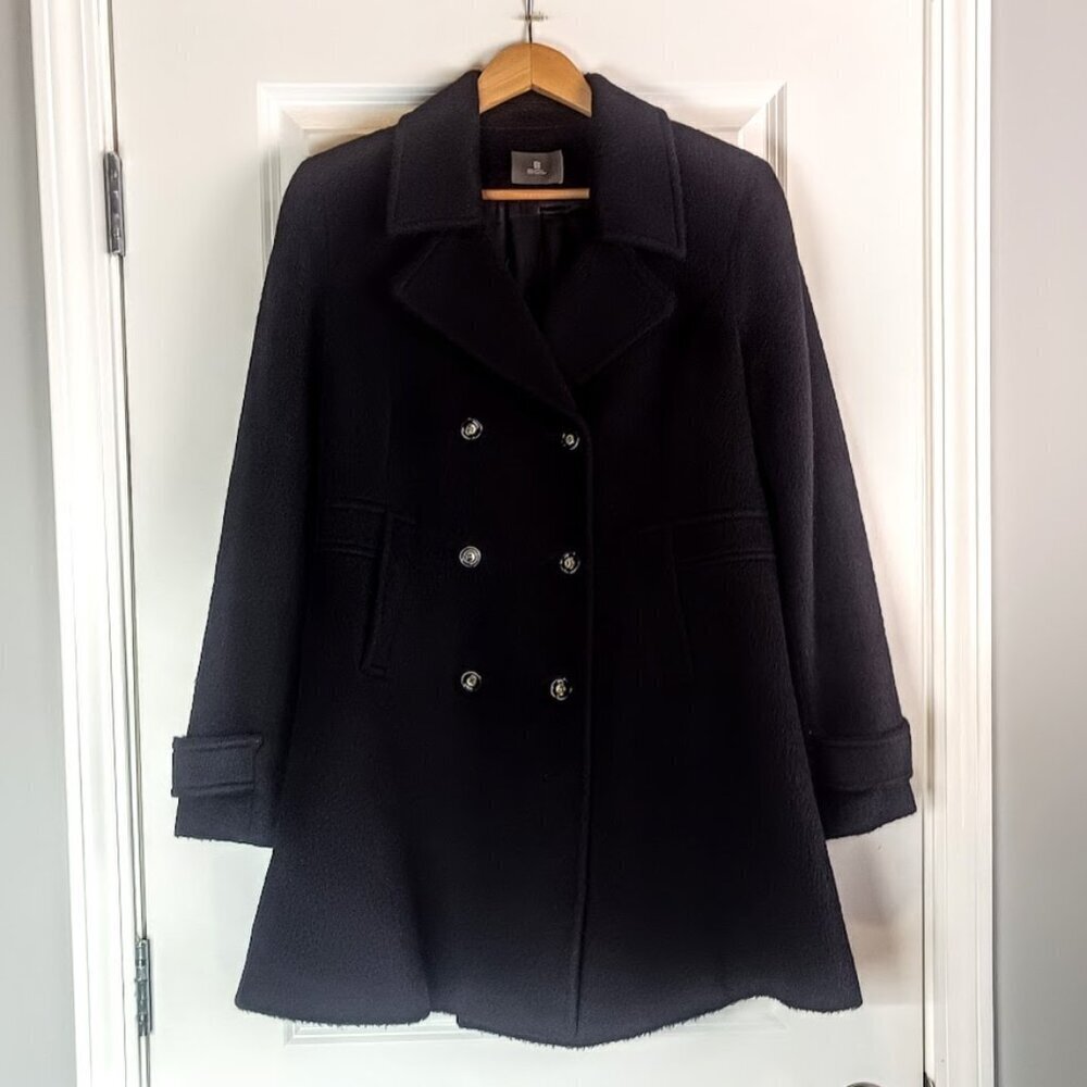 SOL Black Peruvian Alpaca Merino Wool Double-Breasted Coat